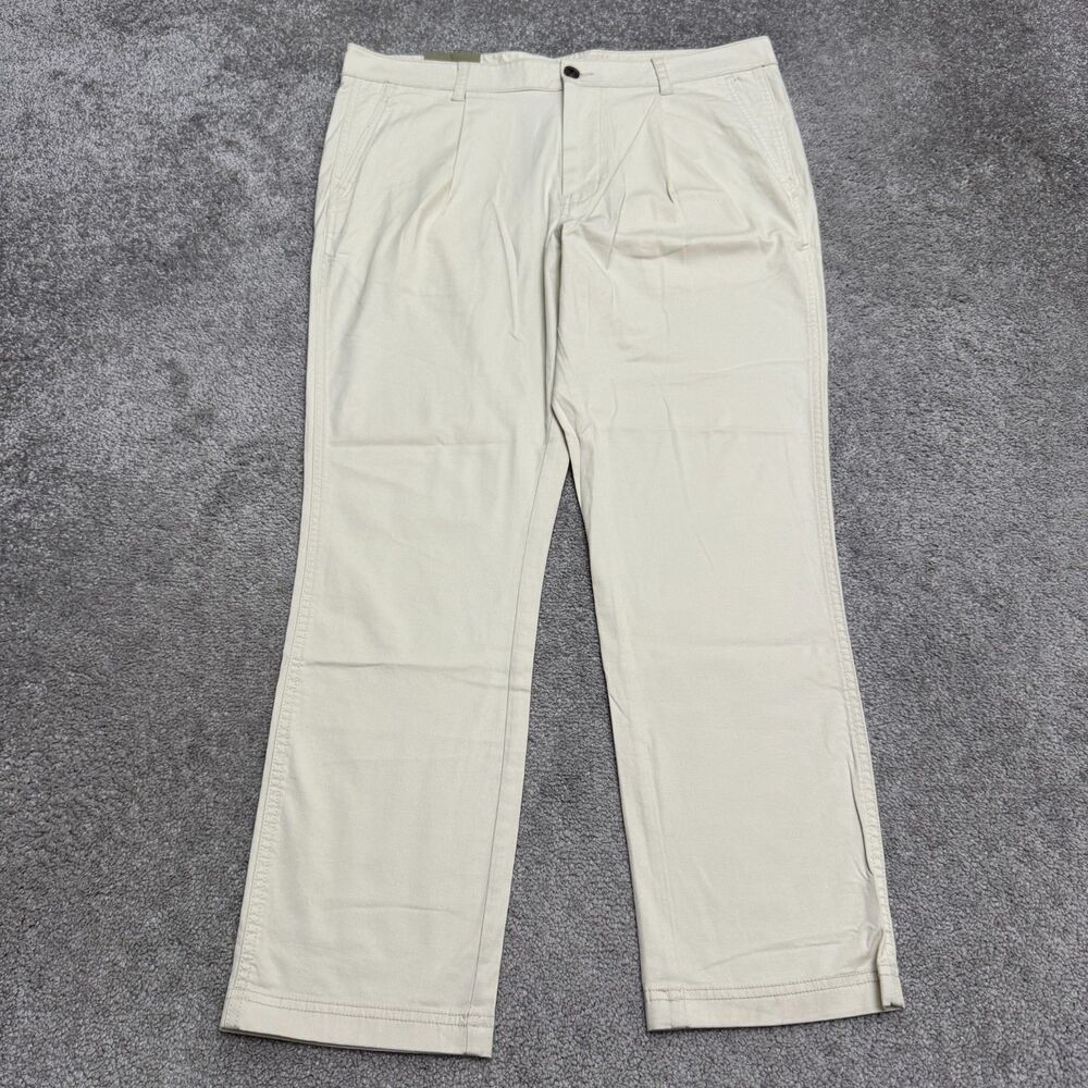 Goodfellow & Co Cropped Chino Pants Mens 36x28 Light Cream Beige Stretch NWT